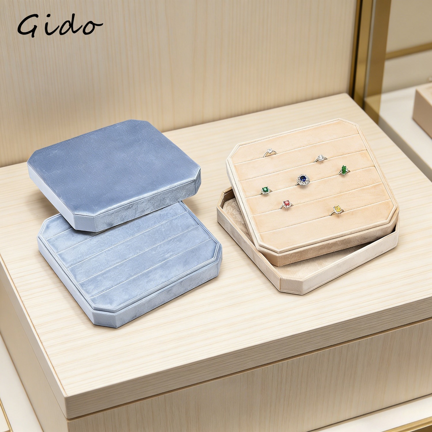 Baby Products Storage Box - Samt-Schmuckorganizer-Box mit Großer Kapazität für Ringe,
