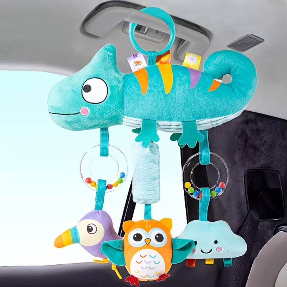 Baby Products Game - Weiches Cartoon-Tier-Rasselspielzeug zum Aufhängen, sensorisches Entwicklungsspielset,