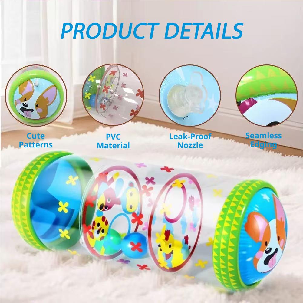 Baby Products Game - Aufblasbare Krabbelrolle für Babys mit Rasselbällen,