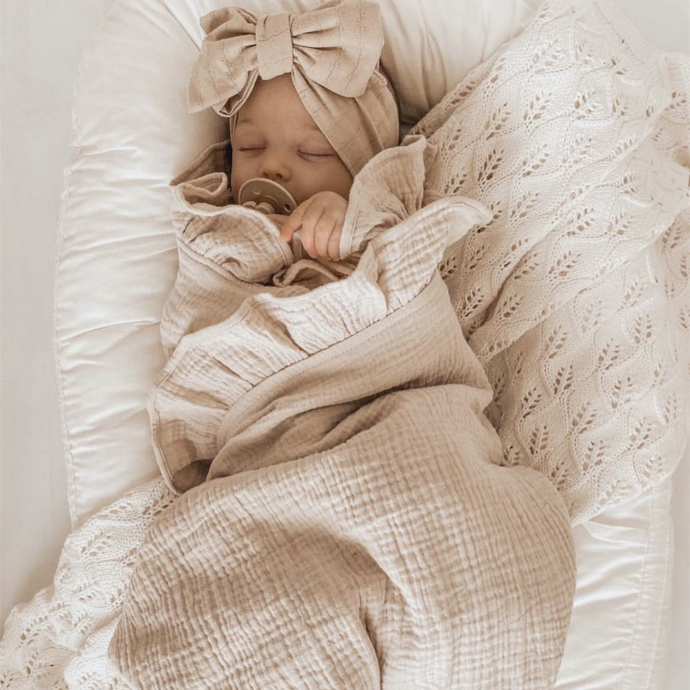 Baby Products Organic - INS Rüschen-Musselin-Baby-Wickeldecken für Neugeborene, Bettwäsche, Bio-Baby-Accessoires,